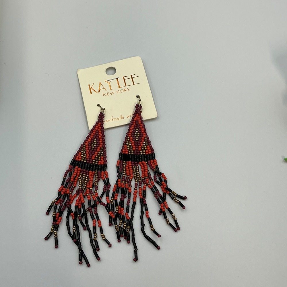 Kaylee New York Beaded Earrings, Boho Dangle Drop Fringe Earrings Jewelry